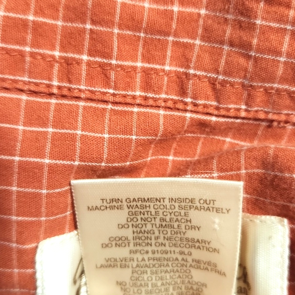 Vintage Bobbie Brooks Orange Gingham Cat Lady Button Up Shirt 26W/28W - Picture 13 of 16